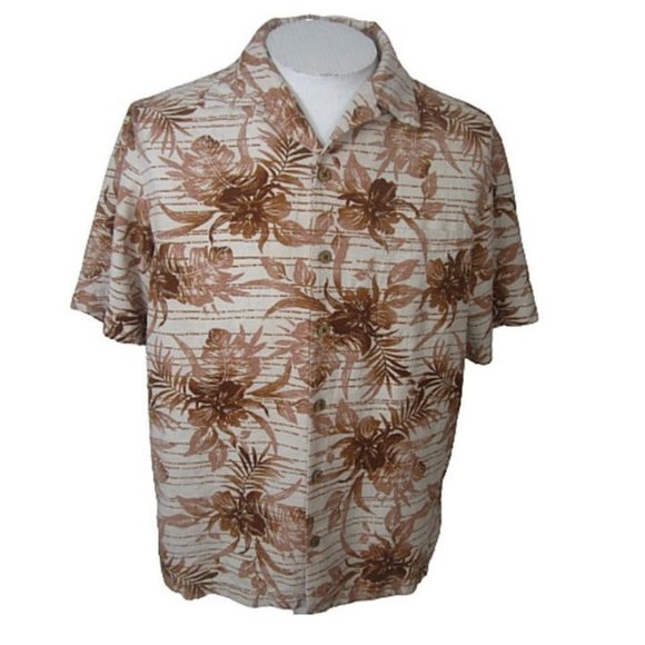 Caribbean Men Hawaiian camp shirt pit to pit 22.5 M aloha luau tropical silk - Picture 1 of 8